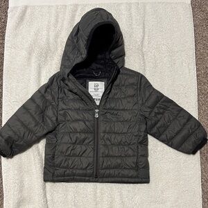 Baby GAP Charcoal Hooded Lightweight Puffer Jacket